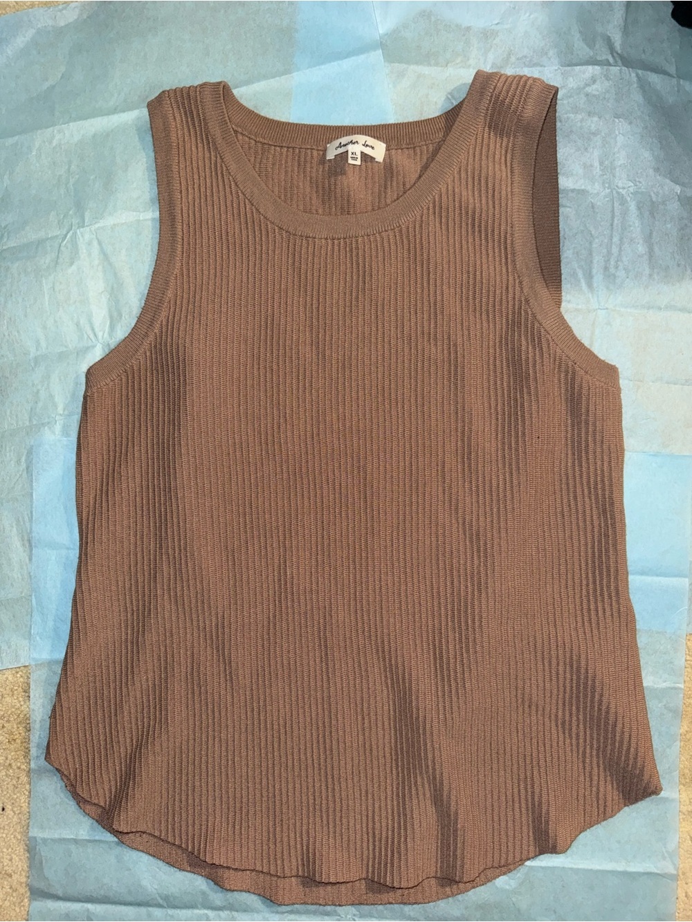 Another Love Ribbed Tank Top - Taupe Brown
